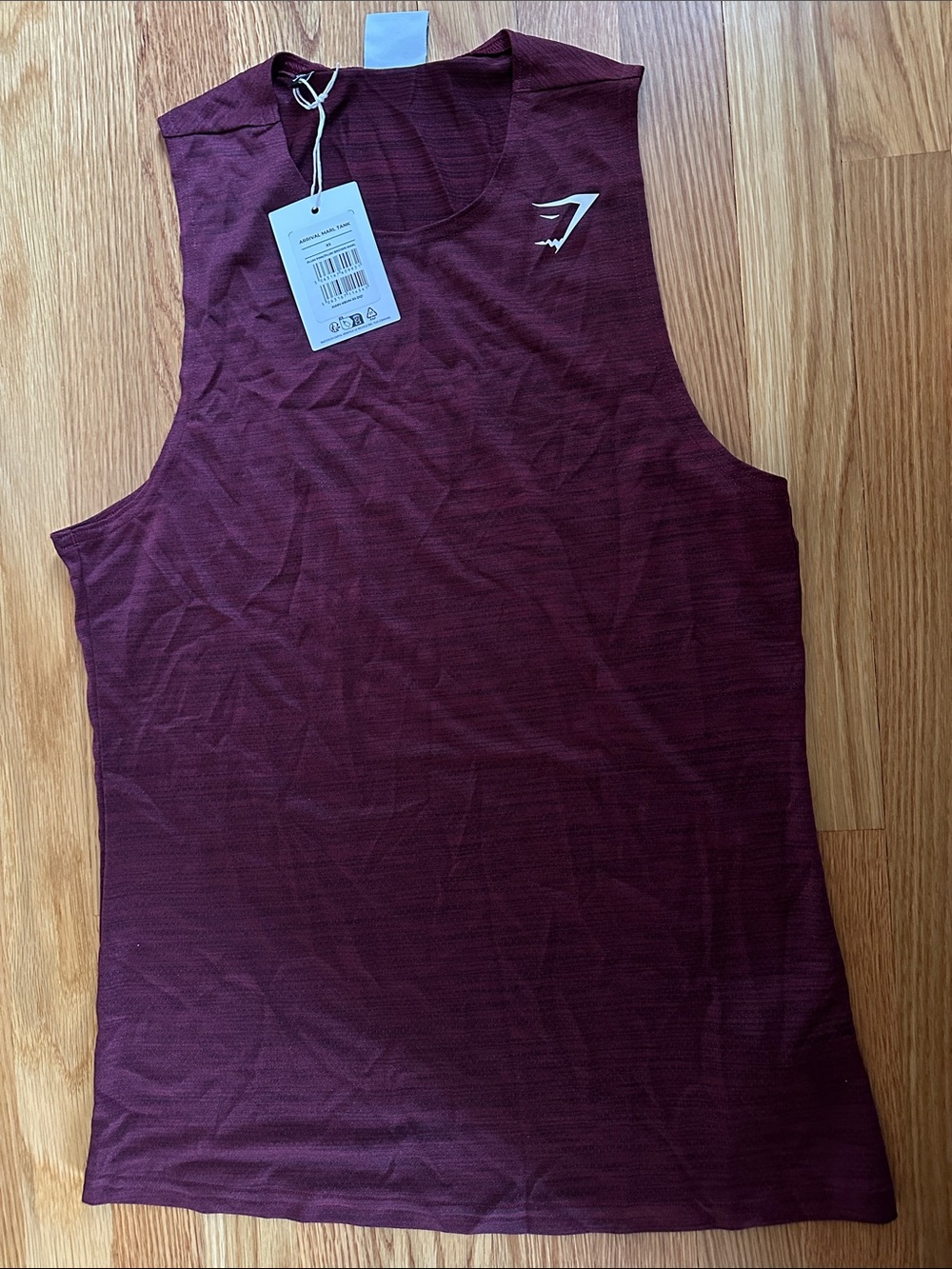 Gymshark Mens Tank Top NWT size XS- Maroon- moisture wicking